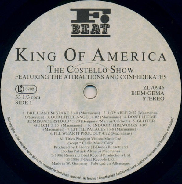 The Costello Show - King Of America (Vinyl, LP, Album, Stereo)