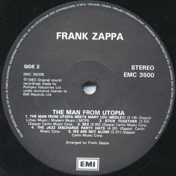 Frank Zappa - The Man From Utopia (Vinyl, LP, Album, Reissue, Remastered) Very Good (VG) / Good Plus (G+)