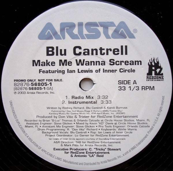 Blu Cantrell - Make Me Wanna Scream (Vinyl, 12", 33 ⅓ RPM, Promo) Very Good Plus (VG+) / Very Good Plus (VG+)