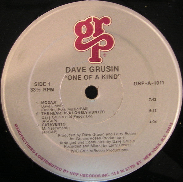 Dave Grusin - One Of A Kind (Vinyl, LP, Reissue, Album) Very Good (VG) / Good Plus (G+)