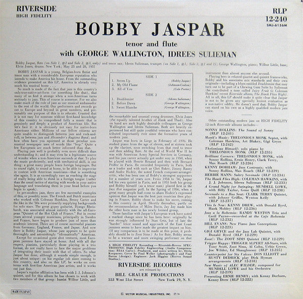 Bobby Jaspar - Tenor And Flute (Vinyl, LP, Album, Reissue, Mono) Near Mint (NM or M-) / Very Good (VG)