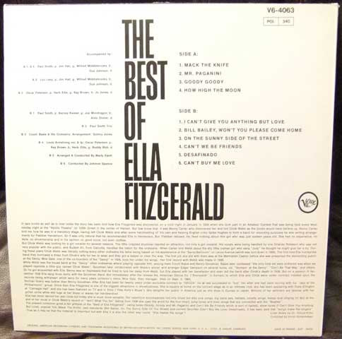 Ella Fitzgerald - The Best Of Ella Fitzgerald (Vinyl, LP, Compilation, Reissue) Very Good Plus (VG+) / Very Good (VG)