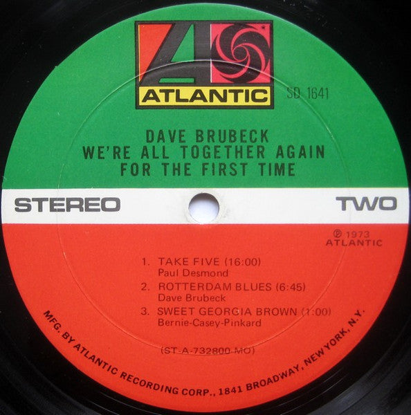 Dave Brubeck - We're All Together Again For The First Time (Vinyl, LP, Album) Good Plus (G+) / Very Good (VG)