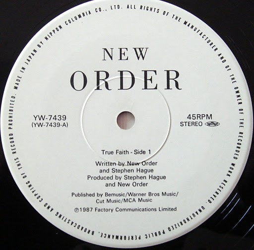 New Order - True Faith (Vinyl, 12", Single, 45 RPM) Very Good Plus (VG+) / Very Good (VG)