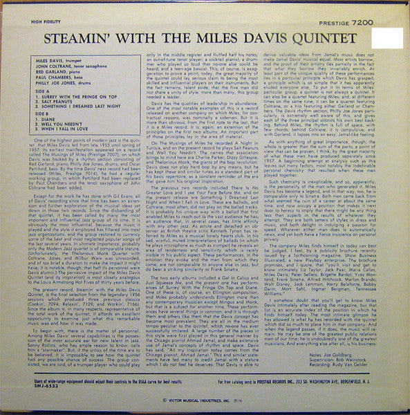 The Miles Davis Quintet - Steamin' With The Miles Davis Quintet (Vi...