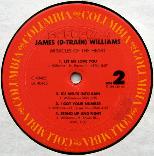 James "D-Train" Williams - Miracles Of The Heart (Vinyl, LP, Album) Very Good Plus (VG+) / Very Good (VG)