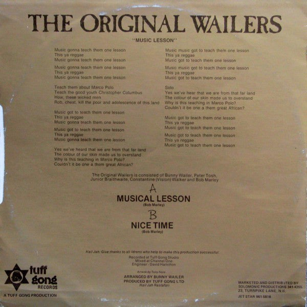 The Wailers - Music Lesson / Nice Time (Vinyl, 12") Good Plus (G+) / Very Good Plus (VG+)