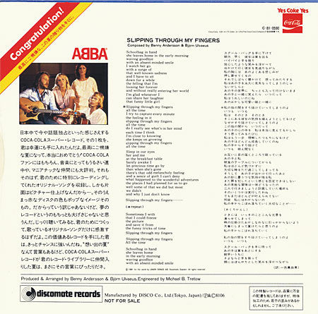 ABBA - Slipping Through My Fingers (Vinyl, 7", 45 RPM, Single Sided, Single, Picture Disc, Promo, Stereo) Very Good Plus (VG+) / Very Good (VG)