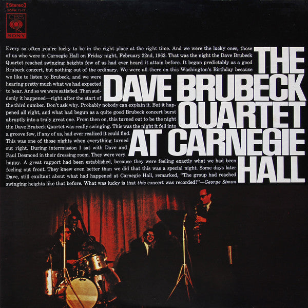 The Dave Brubeck Quartet - At Carnegie Hall (2xVinyl, LP, Album, Stereo, Reissue) Very Good (VG) / Very Good (VG)