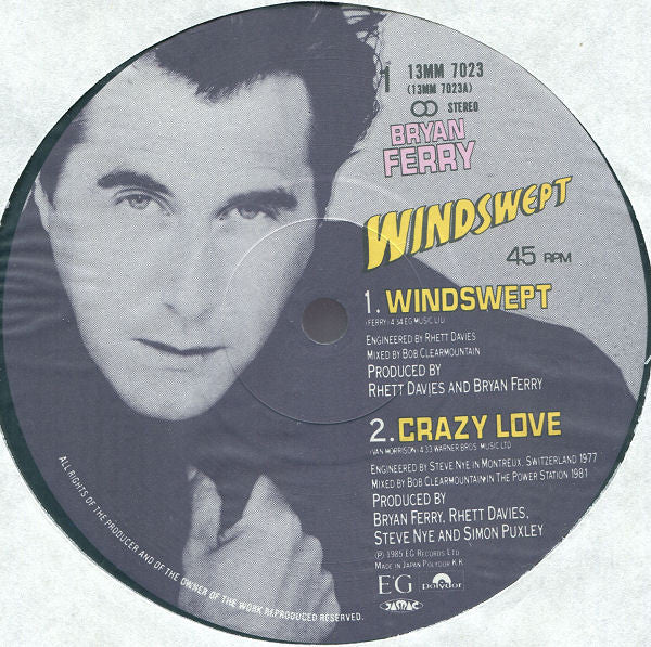 Bryan Ferry - Windswept (Vinyl, 12", 45 RPM, EP, Stereo) Very Good Plus (VG+) / Very Good Plus (VG+)