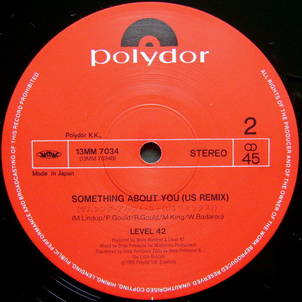 Level 42 - Lessons In Love / Something About You (Vinyl, 12", 45 RPM, Limited Edition) Very Good Plus (VG+) / Very Good Plus (VG+)