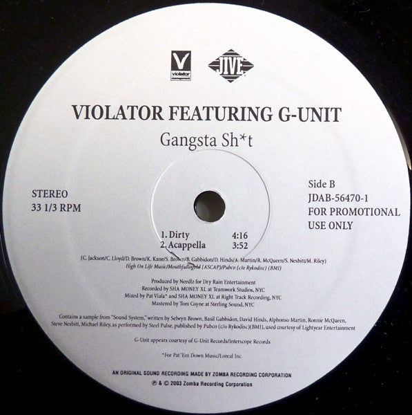 Violator (3) - Gangsta Sh*t (Vinyl, 12", 33 ⅓ RPM, Promo) Very Good Plus (VG+) / Very Good Plus (VG+)