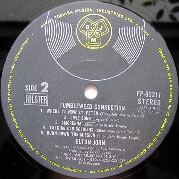 Elton John - Tumbleweed Connection (Vinyl, LP, Album, Reissue) Very Good Plus (VG+) / Very Good Plus (VG+)