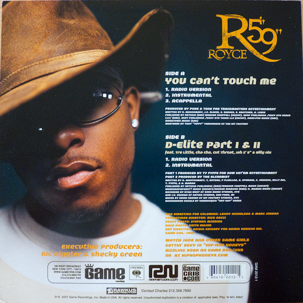 Royce Da 5'9" - You Can't Touch Me / D-Elite (Vinyl, 12", 33 ⅓ RPM) Good Plus (G+) / Very Good Plus (VG+)