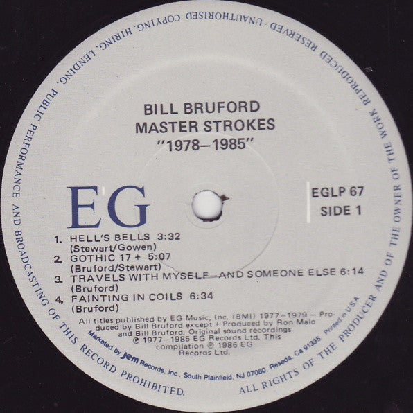 Bill Bruford - Master Strokes 1978-1985 (Vinyl, LP, Compilation) Very Good Plus (VG+) / Very Good (VG)