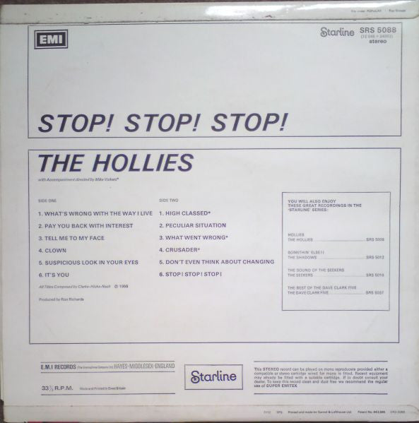 The Hollies - Stop! Stop! Stop! (Vinyl, LP, Album, Reissue, Stereo) Very Good Plus (VG+) / Very Good Plus (VG+)