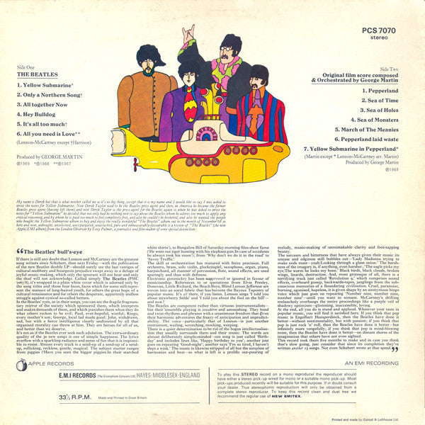 The Beatles - Yellow Submarine (Vinyl, LP, Album, Reissue, Stereo) Very Good Plus (VG+) / Very Good (VG)