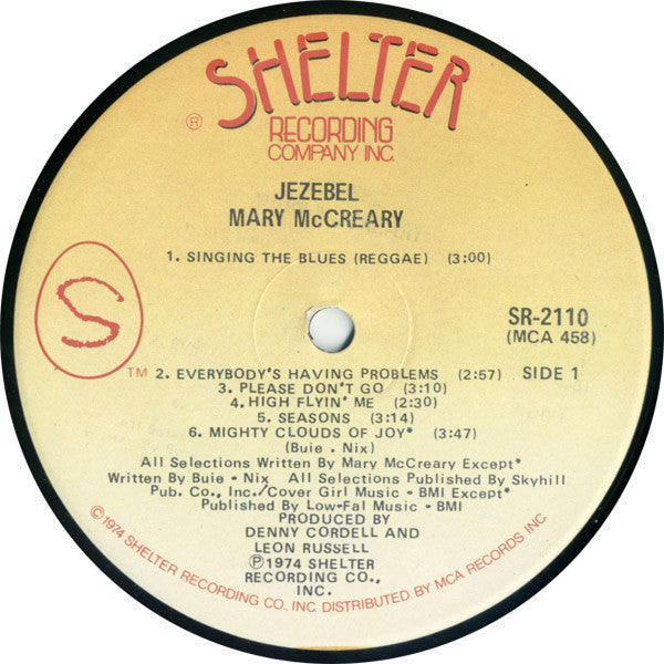 Mary McCreary - Jezebel (Vinyl, LP, Album, Stereo) Very Good (VG) / Good Plus (G+)