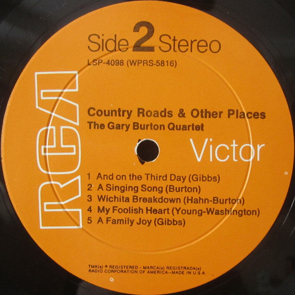 Gary Burton Quartet - Country Roads & Other Places (Vinyl, LP, Album) Good Plus (G+) / Good (G)