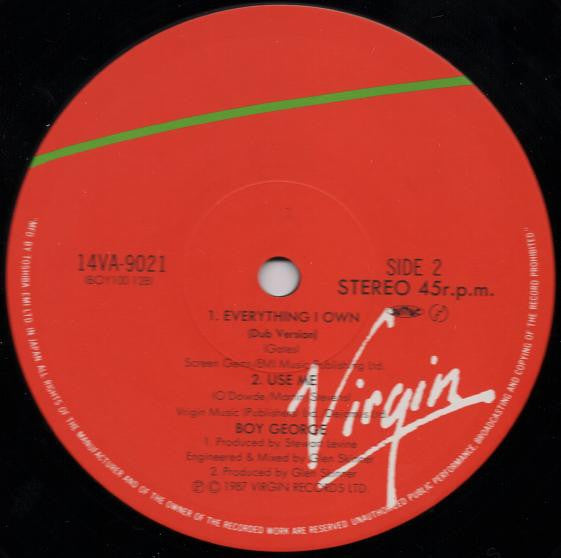 Boy George - Everything I Own (Vinyl, 12") Very Good Plus (VG+) / Very Good (VG)