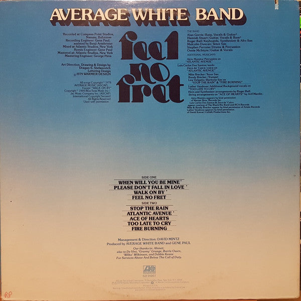 Average White Band - Feel No Fret (Vinyl, LP, Album) Good Plus (G+) / Very Good (VG)