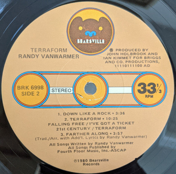 Randy Vanwarmer - Terraform (Vinyl, LP, Album, Stereo) Very Good Plus (VG+) / Very Good Plus (VG+)