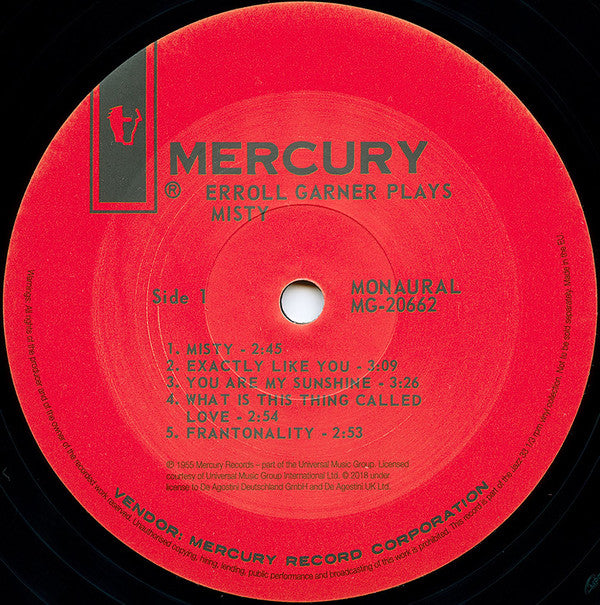 Erroll Garner - Plays Misty (Vinyl, LP, Album, Reissue, Mono) Near Mint (NM or M-) / Near Mint (NM or M-)