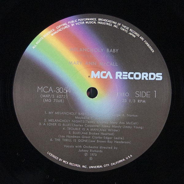 Mary Ann McCall - Melancholy Baby (Vinyl, LP, Album, Reissue, Stereo) Very Good Plus (VG+) / Good Plus (G+)