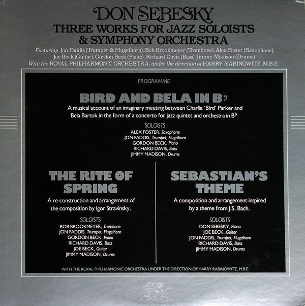 Don Sebesky - Three Works For Jazz Soloists & Symphony Orchestra (Vinyl, LP, Album) Very Good (VG) / Very Good Plus (VG+)