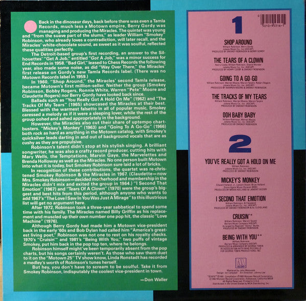 The Miracles - Great Songs And Performances That Inspired The Motown 25th Anniversary Television Special (Vinyl, LP, Compilation) Very Good (VG) / Very Good (VG)