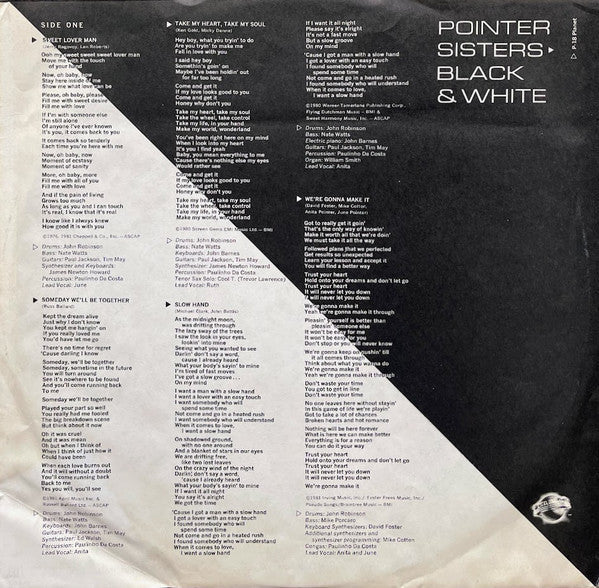 Pointer Sisters - Black & White (Vinyl, LP, Album, Stereo)