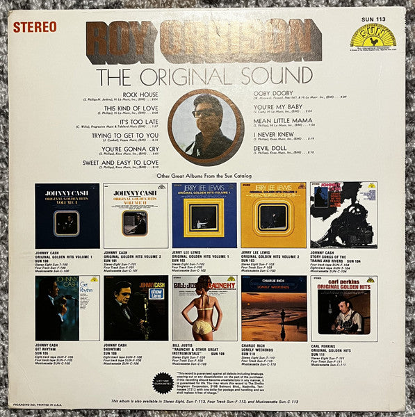 Roy Orbison - The Original Sound (Vinyl, LP, Album) Very Good (VG) / Very Good (VG)
