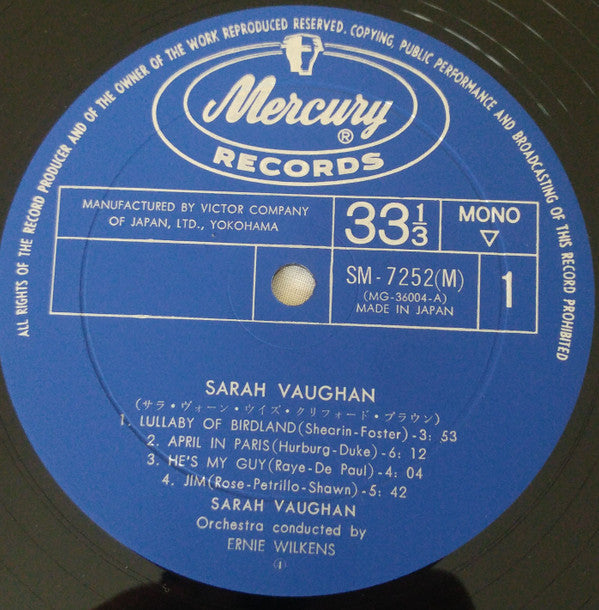 Sarah Vaughan - Sarah Vaughan (Vinyl, LP, Album, Mono)