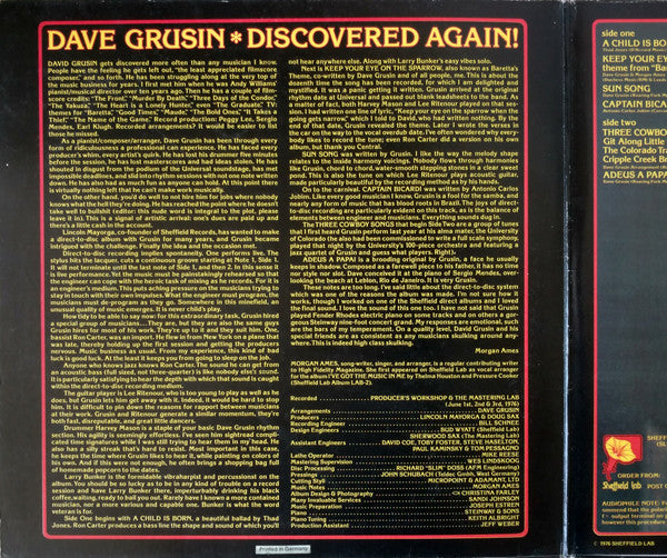 Dave Grusin - Discovered Again! (Vinyl, LP, Album, Limited Edition, Stereo) Very Good Plus (VG+) / Very Good (VG)