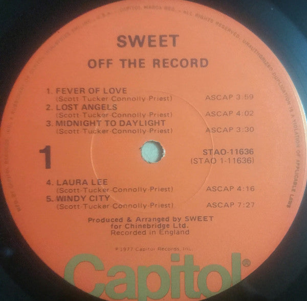The Sweet - Off The Record (Vinyl, LP, Album) Very Good (VG) / Very Good Plus (VG+)
