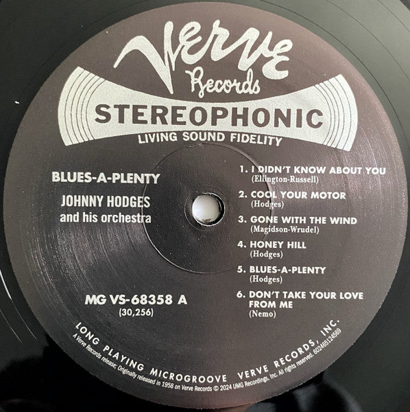 Johnny Hodges And His Orchestra - Blues A-Plenty (Vinyl, LP, Album, Reissue, Repress, Stereo) Very Good Plus (VG+) / Very Good (VG)