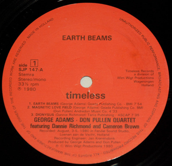 George Adams - Don Pullen Quartet - Earth Beams (Vinyl, LP, Album) Good Plus (G+) / Very Good Plus (VG+)