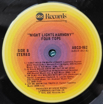 Four Tops - Night Lights Harmony (Vinyl, LP, Album, Stereo) Very Good (VG) / Good (G)