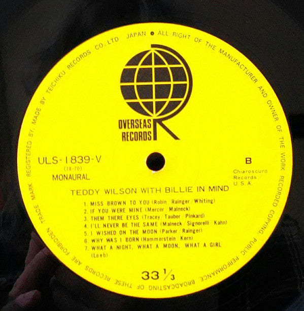 Teddy Wilson - With Billie In Mind (Vinyl, LP, Album, Reissue, Mono) Very Good (VG) / Very Good (VG)
