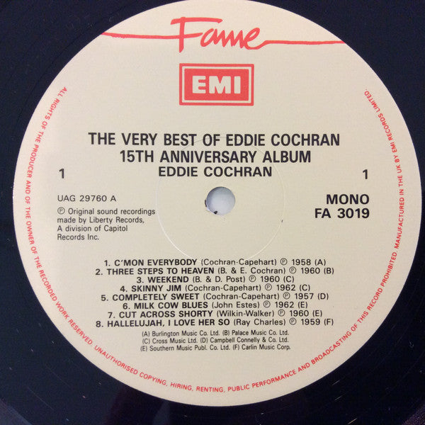 Eddie Cochran - The Very Best Of Eddie Cochran (Vinyl, LP, Compilation, Mono, Reissue) Near Mint (NM or M-) / Very Good Plus (VG+)