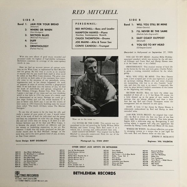 Red Mitchell - Red Mitchell (Vinyl, LP, Album, Mono) Very Good Plus (VG+) / Very Good Plus (VG+)