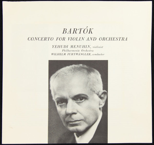 Yehudi Menuhin - Bartók Violin Concerto (Vinyl, LP, Album) Very Good Plus (VG+) / Good (G)