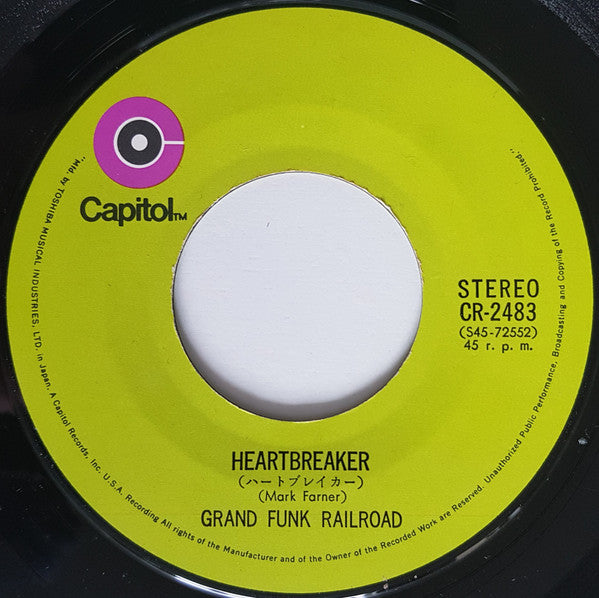 Grand Funk Railroad - ハートブレイカー = Heartbreaker (Vinyl, 7", 45 RPM, Reissue, Stereo) Very Good Plus (VG+) / Very Good Plus (VG+)