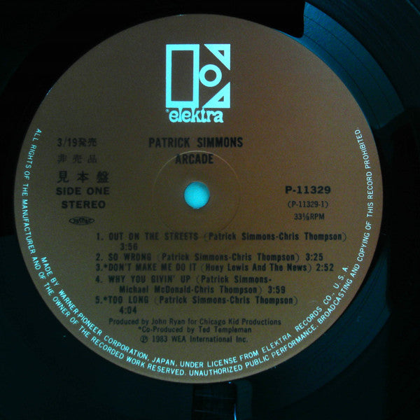 Patrick Simmons - Arcade (Vinyl, LP, Promo) Near Mint (NM or M-) / Very Good Plus (VG+)