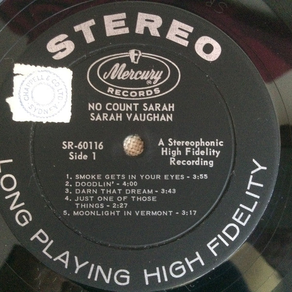 Sarah Vaughan - No Count Sarah (Vinyl, LP, Stereo) Very Good (VG) / Very Good Plus (VG+)