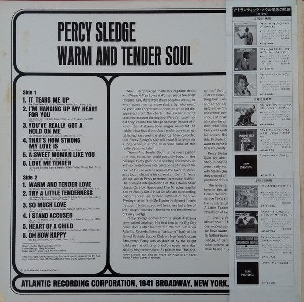 Percy Sledge - Warm & Tender Soul (Vinyl, LP, Album, Promo, Mono) Very Good Plus (VG+) / Very Good (VG)