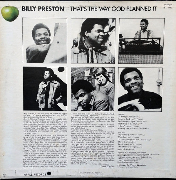 Billy Preston - That's The Way God Planned It (Vinyl, LP, Album, Stereo) Very Good (VG) / Very Good (VG)