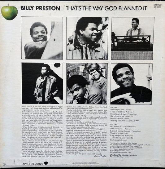 Billy Preston - That's The Way God Planned It (Vinyl, LP, Album, Stereo) Very Good (VG) / Very Good (VG)