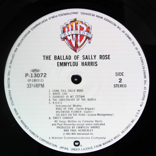 Emmylou Harris - The Ballad Of Sally Rose (Vinyl, LP, Album, Stereo)