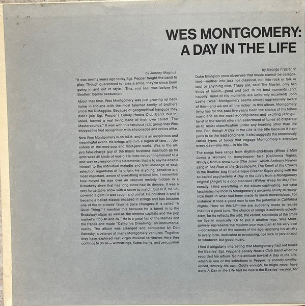 Wes Montgomery - A Day In The Life (Vinyl, LP, Album, Repress) Very Good Plus (VG+) / Good Plus (G+)
